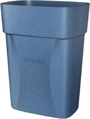 Made in USA - 14 Qt Blue Rectangle Trash Can - Polyethylene, None Graphic, Lid Not Included - Benchmark Tooling