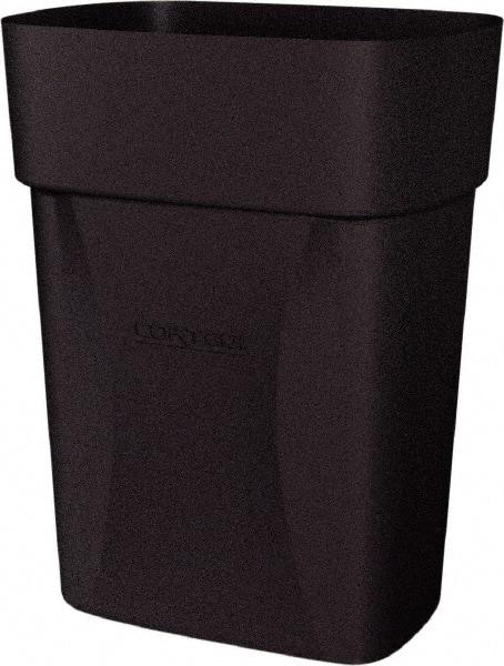 Made in USA - 14 Qt Black Rectangle Trash Can - Polyethylene, None Graphic, Lid Not Included - Benchmark Tooling