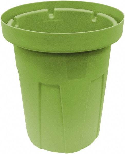 Made in USA - 50 Gal Green Round Trash Can - Polyethylene, None Graphic, Lid Not Included - Benchmark Tooling