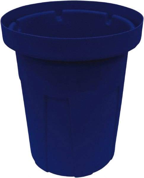 Made in USA - 40 Gal Blue Round Trash Can - Polyethylene, None Graphic, Lid Not Included - Benchmark Tooling