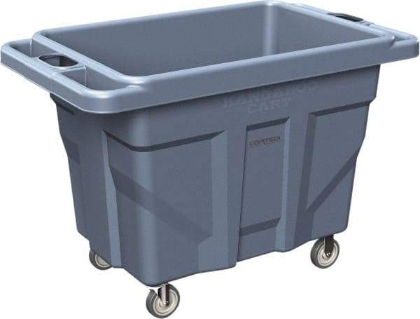 Made in USA - 1,000 Lb Load Capacity, 18.67 Cu Ft, 15 Bushels, 0.67 Cu Yd, Polyethylene Delivery Cart - 53" Wide x 31" Long x 38" High, Blue - Benchmark Tooling