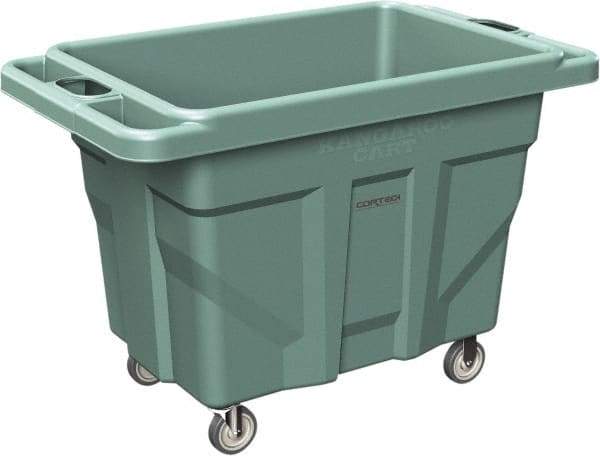 Made in USA - 1,000 Lb Load Capacity, 18.67 Cu Ft, 15 Bushels, 0.67 Cu Yd, Polyethylene Delivery Cart - 53" Wide x 31" Long x 38" High, Green - Benchmark Tooling