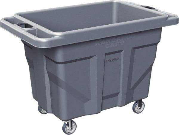 Made in USA - 1,000 Lb Load Capacity, 18.67 Cu Ft, 15 Bushels, 0.67 Cu Yd, Polyethylene Delivery Cart - 53" Wide x 31" Long x 38" High, Blue/Gray - Benchmark Tooling