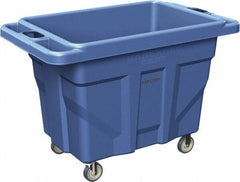 Made in USA - 1,000 Lb Load Capacity, 18.67 Cu Ft, 15 Bushels, 0.67 Cu Yd, Polyethylene Delivery Cart - 53" Wide x 31" Long x 38" High, Blue - Benchmark Tooling
