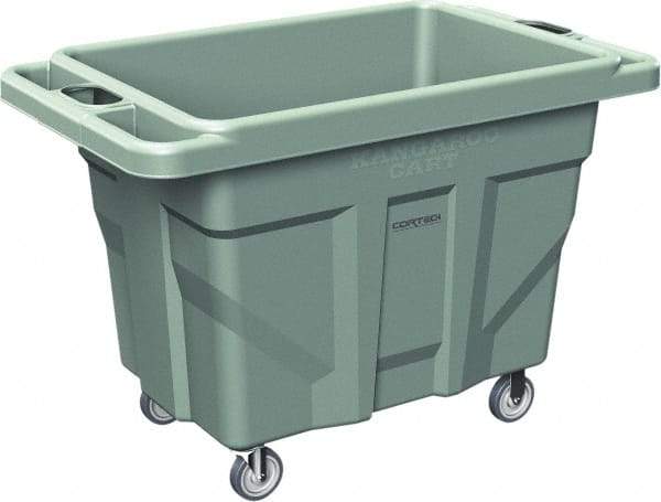 Made in USA - 1,000 Lb Load Capacity, 18.67 Cu Ft, 15 Bushels, 0.67 Cu Yd, Polyethylene Delivery Cart - 53" Wide x 31" Long x 38" High, Green - Benchmark Tooling