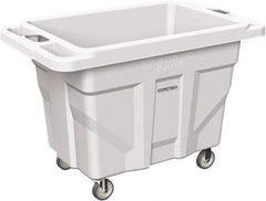 Made in USA - 1,000 Lb Load Capacity, 18.67 Cu Ft, 15 Bushels, 0.67 Cu Yd, Polyethylene Delivery Cart - 53" Wide x 31" Long x 38" High, White - Benchmark Tooling