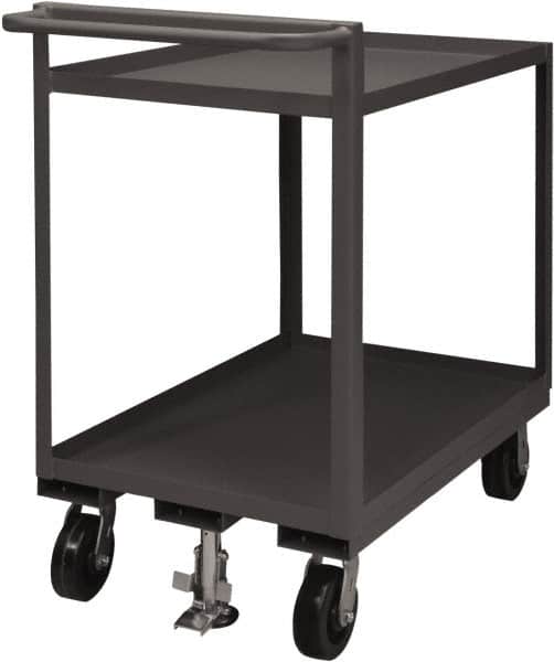 Durham - 1,500 Lb Capacity, 30" Wide x 60" Long x 41-1/16" High Service Cart - 2 Shelf, Steel, 2 Rigid/2 Swivel Casters - Benchmark Tooling