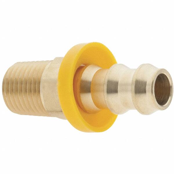 Value Collection - 3/8" ID 1/4 NPTF Barbed Push On Male Connector - Brass - Benchmark Tooling