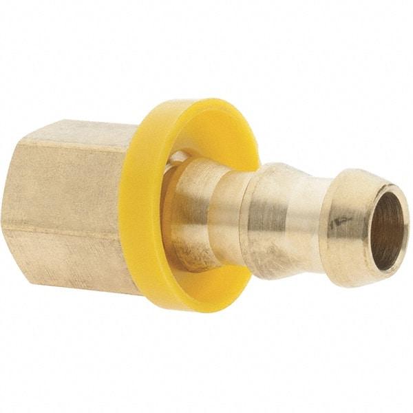 Value Collection - 3/8" ID 1/4 NPTF Barbed Push On Female Connector - 3/8" OD, Brass - Benchmark Tooling