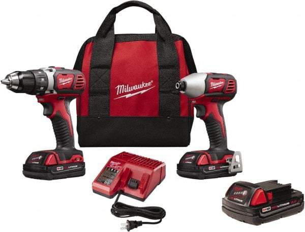 Milwaukee Tool - 18 Volt Cordless Tool Combination Kit - Includes Compact Drill/Driver & Impact Driver, Lithium-Ion Battery Included - Benchmark Tooling