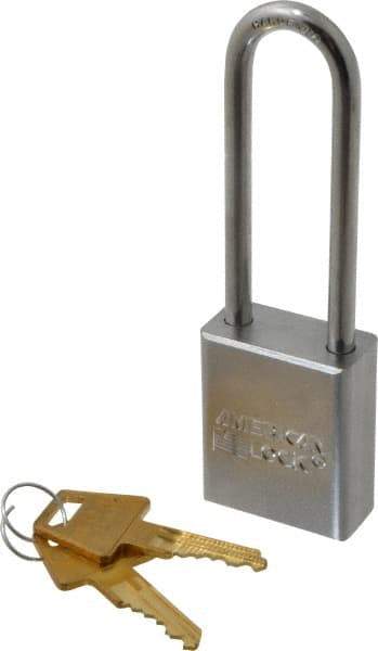 American Lock - 3" Shackle Clearance, Keyed Alike A5102 Padlock - 1/4" Shackle Diam, Steel - Benchmark Tooling