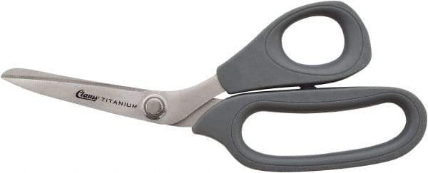 Clauss - 2-1/2" LOC, 8" OAL Stainless Steel High Leverage Scissors - Ambidextrous, Full Serrated, Glass-Filled Nylon Bent Handle, For Cutting, Kevlar - Benchmark Tooling