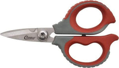 Clauss - 1/2" LOC, 6" OAL Stainless Steel High Leverage Scissors - Ambidextrous, Full Serrated, Glass-Filled Nylon Straight Handle, For Cutting, Electrical Use - Benchmark Tooling