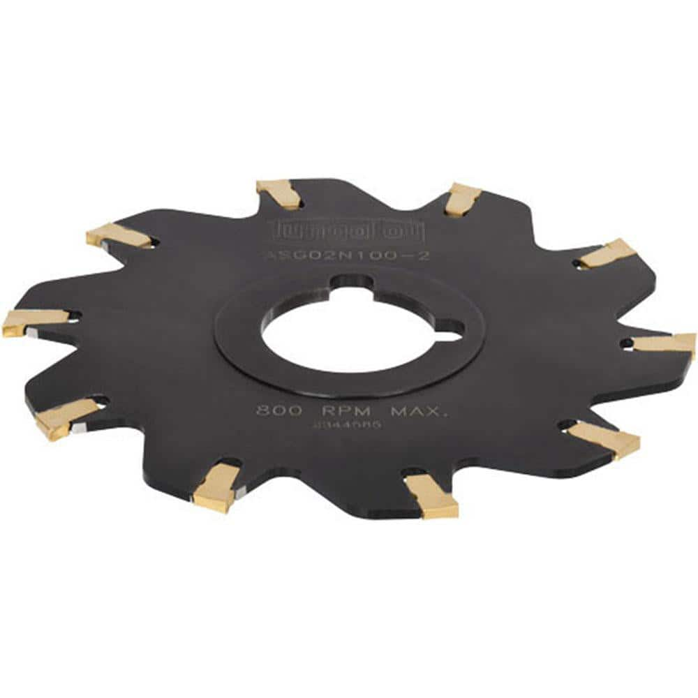 Indexable Slotting Cutter: 0.63'' Cutting Width, 3'' Cutter Dia, Arbor Hole Connection, 0.551'' Depth of Cut, 1'' Hole, Neutral Self Clamping, Uses 8 SS Inserts, 8 Teeth, Straight, Positive, Steel, Black Oxide Finish