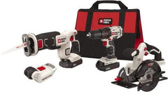 Porter-Cable - 20 Volt Cordless Tool Combination Kit - Includes 1/2" Drill/Driver, 5-1/2" Circular Saw, Compact Reciprocating Saw & Work Light, Lithium-Ion Battery Included - Benchmark Tooling