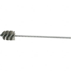 Brush Research Mfg. - 1.175" Diam Helical Stainless Steel Tube Brush - Single Spiral, 0.005" Filament Diam, 1-5/8" Brush Length, 8-1/2" OAL, 0.245" Diam Galvanized Steel Shank - Benchmark Tooling