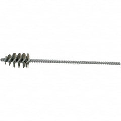 Brush Research Mfg. - 1-1/4" Diam Helical Steel Tube Brush - Single Spiral, 0.01" Filament Diam, 2-1/8" Brush Length, 10" OAL, 0.292" Diam Galvanized Steel Shank - Benchmark Tooling