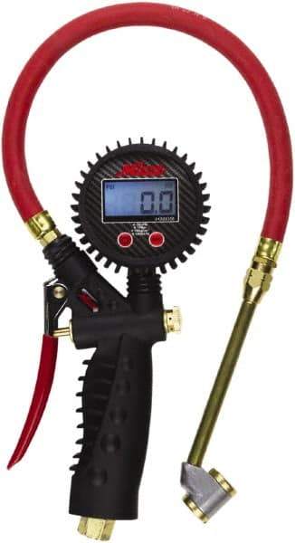 Milton - 0 to 255 psi Digital Large Bore Dual Head Tire Pressure Gauge - AAA Battery, 15' Hose Length - Benchmark Tooling