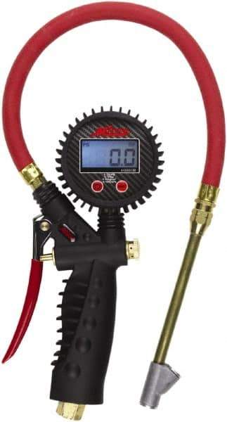 Milton - 0 to 255 psi Digital Straight Foot Dual Head Tire Pressure Gauge - AAA Battery, 15' Hose Length - Benchmark Tooling