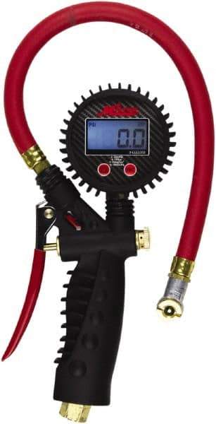 Milton - 0 to 255 psi Digital Ball Foot Tire Pressure Gauge - AAA Battery, 15' Hose Length - Benchmark Tooling