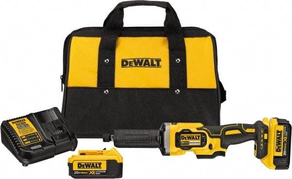 DeWALT - 1-1/2" Wheel Diam, 25,000 RPM, Cordless Angle & Disc Grinder - 1/4-20 Spindle, 20 Volts - Benchmark Tooling