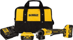 DeWALT - 4-1/2" Wheel Diam, 9,000 RPM, Cordless Angle & Disc Grinder - 5/8-11 Spindle, 20 Volts - Benchmark Tooling