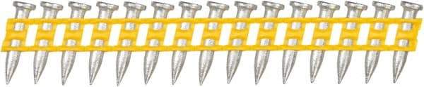 DeWALT - 9 Gauge 0.145" Shank Diam 3/4" Long Concrete Nails for Power Nailers - Steel, Zinc Finish, Smooth Shank, Angled Stick Plastic Collation, Round Head - Benchmark Tooling