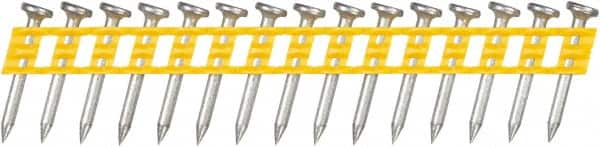 DeWALT - 13 Gauge 0.102" Shank Diam 1" Long Concrete Nails for Power Nailers - Steel, Zinc Finish, Smooth Shank, Angled Stick Plastic Collation, Round Head - Benchmark Tooling