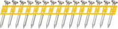 DeWALT - 13 Gauge 0.102" Shank Diam 1" Long Concrete Nails for Power Nailers - Steel, Zinc Finish, Smooth Shank, Angled Stick Plastic Collation, Round Head - Benchmark Tooling