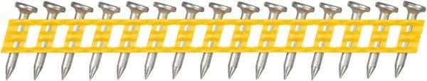 DeWALT - 13 Gauge 0.102" Shank Diam 3/4" Long Concrete Nails for Power Nailers - Steel, Zinc Finish, Smooth Shank, Angled Stick Plastic Collation, Round Head - Benchmark Tooling