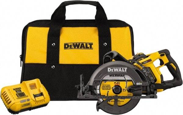 DeWALT - 60 Volt, 7-1/4" Blade, Cordless Circular Saw - 5,800 RPM, 1 Lithium-Ion Battery Included - Benchmark Tooling