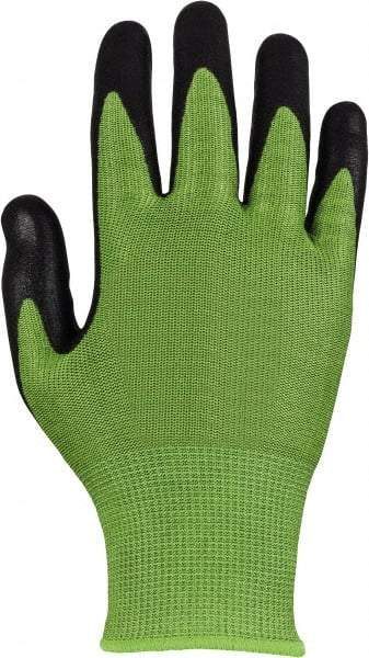 PRO-SAFE - Size XL (10), ANSI Cut Lvl A3, Micro-Foam Nitrile Coated Dyneema Diamond HPPE liner Cut Resistant Gloves - Palm & Fingers Coated, Knit Wrist, Green, Paired - Benchmark Tooling