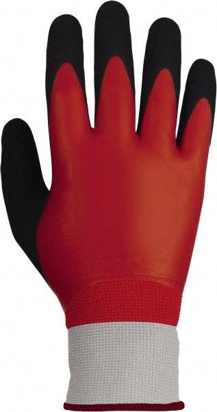 PRO-SAFE - Size L (9), ANSI Cut Lvl A1, Nitrile Coated Dyneema Diamond HPPE liner Cut Resistant Gloves - Fully Coated Coated, Knit Wrist, Red, Paired - Benchmark Tooling