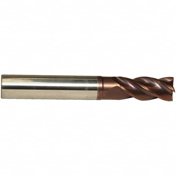 Emuge - 5mm Diam, 9mm LOC, 4 Flute Solid Carbide Roughing & Finishing End Mill - TiAlN Finish, 54mm OAL, 6mm Shank Diam, Cylindrical Shank, 38° Helix, Centercutting, Long Length - Benchmark Tooling