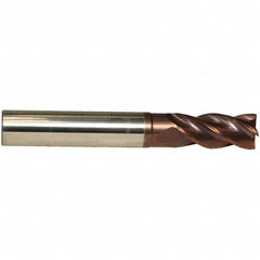 Emuge - 6mm Diam, 10mm LOC, 4 Flute Solid Carbide Roughing & Finishing End Mill - TiAlN Finish, 54mm OAL, 6mm Shank Diam, Cylindrical Shank, 38° Helix, Centercutting, Long Length - Benchmark Tooling