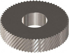 Made in USA - 0.846" Diam, 90° Tooth Angle, Standard (Shape), Cut Type Cobalt Right-Hand Diagonal Knurl Wheel - 0.197" Face Width, 0.315" Hole, Circular Pitch, 30° Helix, Bright Finish, Series CC - Exact Industrial Supply