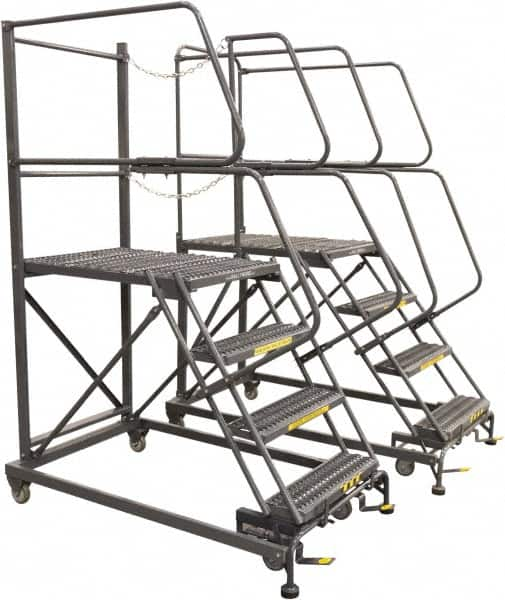 Ballymore - 86" 5 Step Single Entry Work Platform - Rolling Work Platform, 800 Lb Capacity, 50" Platform Height, 33" Base Width x 89" Base Depth, Grip Strut - Benchmark Tooling