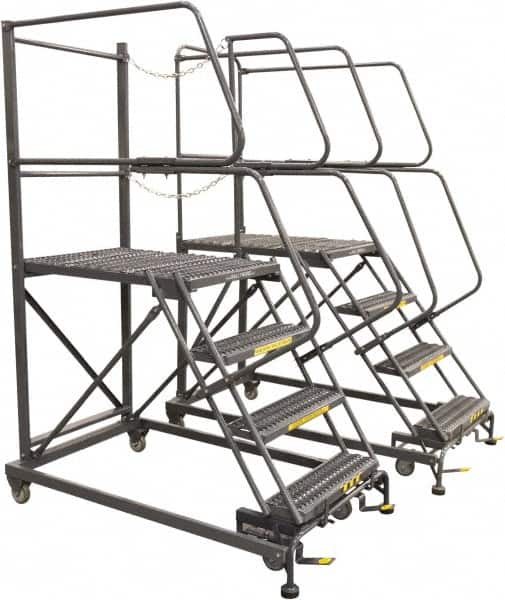 Ballymore - 86" 5 Step Single Entry Work Platform - Rolling Work Platform, 800 Lb Capacity, 50" Platform Height, 38" Base Width x 77" Base Depth, Grip Strut - Benchmark Tooling