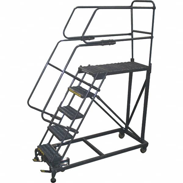 Ballymore - 86" 5 Step Single Entry Work Platform - Rolling Work Platform, 800 Lb Capacity, 50" Platform Height, 33" Base Width x 65" Base Depth, Grip Strut - Benchmark Tooling