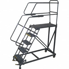 Ballymore - 86" 5 Step Single Entry Work Platform - Rolling Work Platform, 800 Lb Capacity, 50" Platform Height, 33" Base Width x 65" Base Depth, Grip Strut - Benchmark Tooling