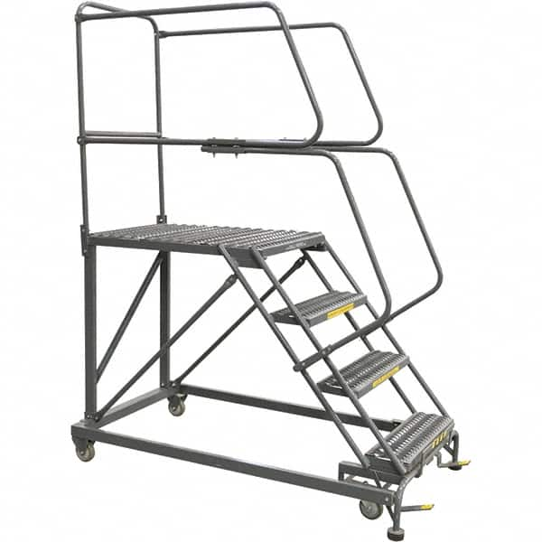 Ballymore - 76" 4 Step Single Entry Work Platform - Rolling Work Platform, 800 Lb Capacity, 40" Platform Height, 38" Base Width x 83" Base Depth, Grip Strut - Benchmark Tooling