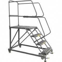 Ballymore - 76" 4 Step Single Entry Work Platform - Rolling Work Platform, 800 Lb Capacity, 40" Platform Height, 38" Base Width x 83" Base Depth, Grip Strut - Benchmark Tooling