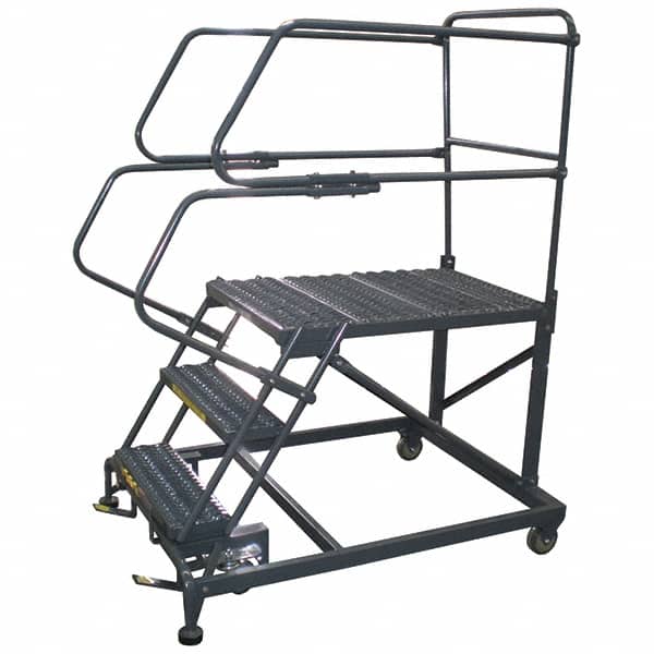 Ballymore - 66" 3 Step Single Entry Work Platform - Rolling Work Platform, 800 Lb Capacity, 30" Platform Height, 38" Base Width x 89" Base Depth, Grip Strut - Benchmark Tooling