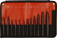 Mayhew - 12 Piece, 3/32 to 3/8", Center & Prick Punch Set - Hex Shank, Steel, Comes in Kit Bag - Benchmark Tooling