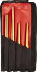 Mayhew - 4 Piece, 3/4 to 7/16", X-Long Punch - Round Shank, Brass, Comes in Kit Bag - Benchmark Tooling