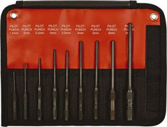 Mayhew - 9 Piece, 1.5 to 8mm, Pin & Pilot Punch Set - Hex Shank, Steel, Comes in Kit Bag - Benchmark Tooling