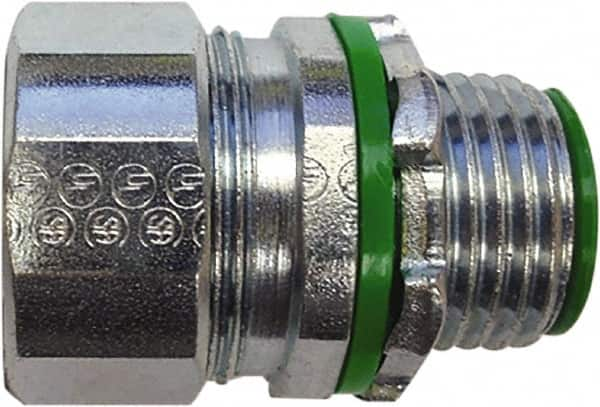 Anaconda Sealtite - 2-1/2" Trade, Zinc Plated Steel Threaded Straight Liquidtight Conduit Connector - Insulated - Benchmark Tooling