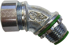 Anaconda Sealtite - 4" Trade, Zinc Plated Steel Threaded Angled Liquidtight Conduit Connector - Insulated - Benchmark Tooling