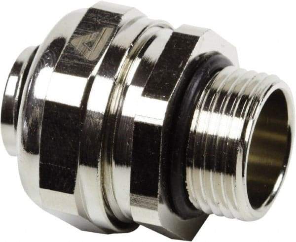 Anaconda Sealtite - 1-1/4" Trade, Nickel Plated Brass Threaded Straight Liquidtight Conduit Connector - Partially Insulated - Benchmark Tooling