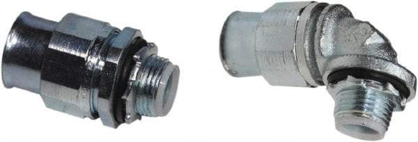 Anaconda Sealtite - 3/8" Trade, Zinc Plated Steel Threaded 90° Liquidtight Conduit Connector - Insulated - Benchmark Tooling